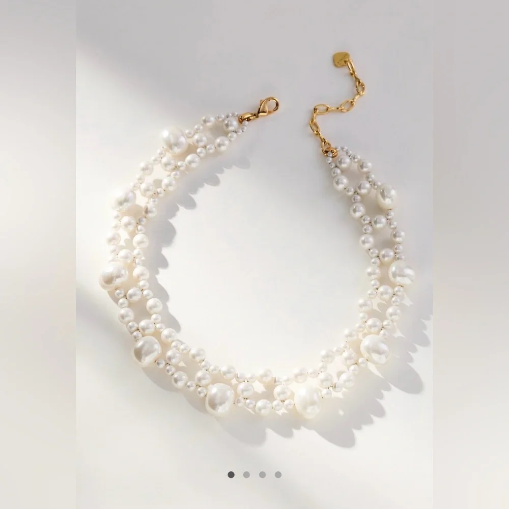 Anthropologie layered assorted pearl Necklace - Picture 2 of 9